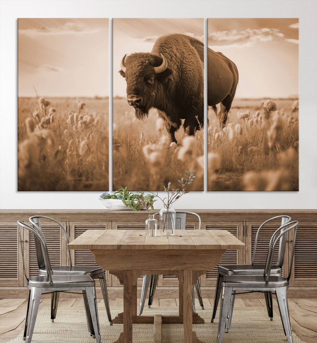 Cow Bighorn Wall Art Canvas Print, Longhorn Texas Large Cow Animal Canvas Print