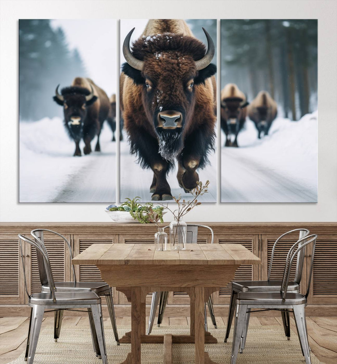 Cow Bighorn Wall Art Canvas Print, Longhorn Texas Large Cow Animal Canvas Print