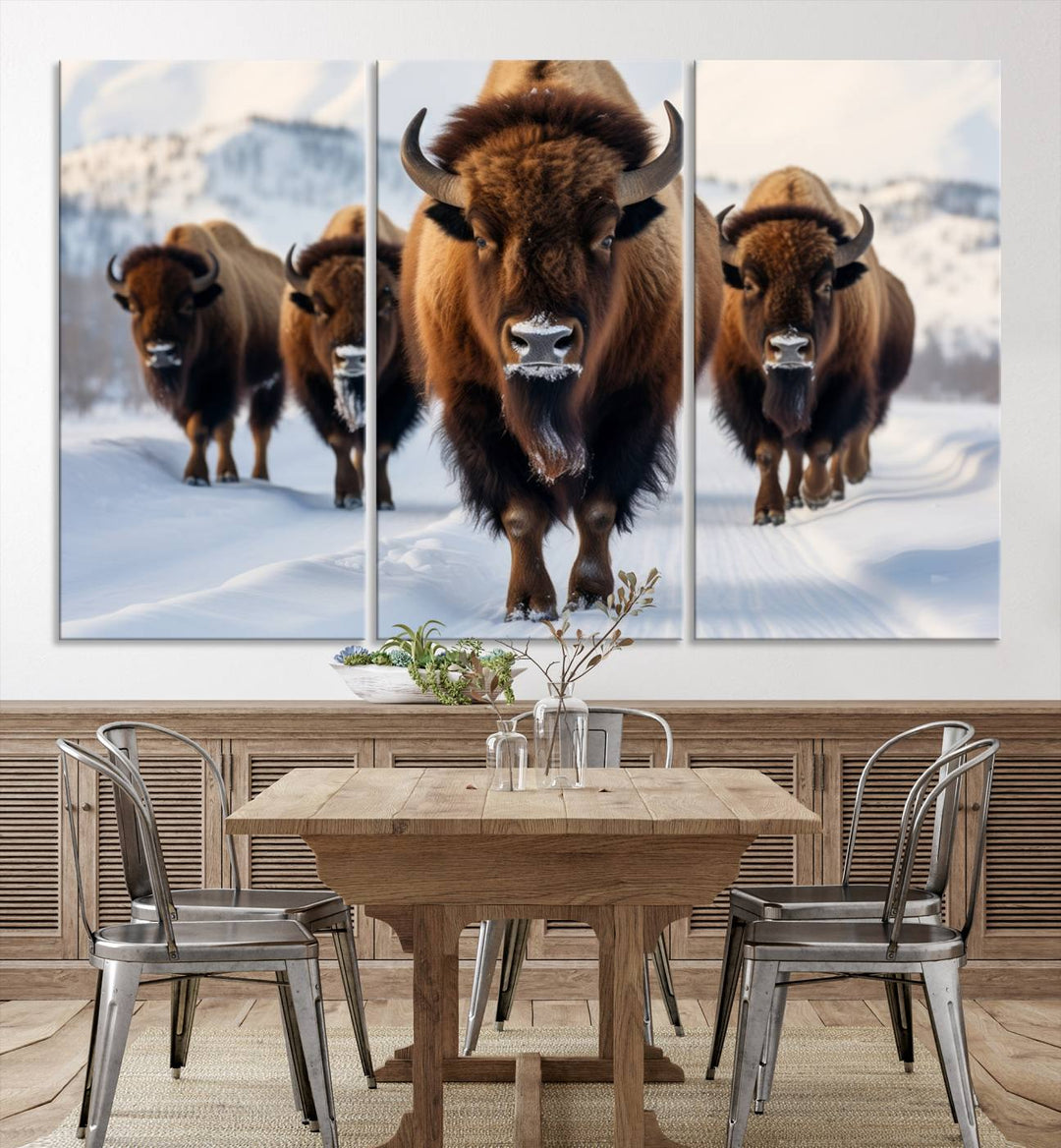 Cow Bighorn Wall Art Canvas Print, Longhorn Texas Large Cow Animal Canvas Print