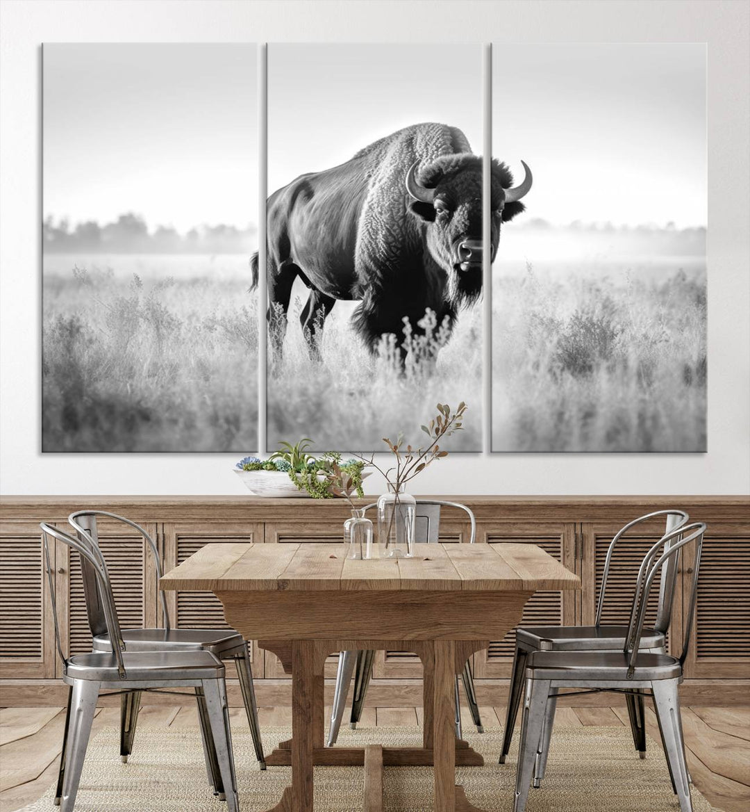 Cow Bighorn Wall Art Canvas Print, Longhorn Texas Large Cow Animal Canvas Print