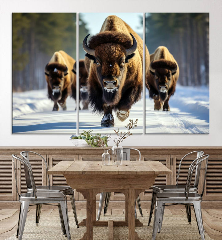 Cow Bighorn Wall Art Canvas Print, Longhorn Texas Large Cow Animal Canvas Print