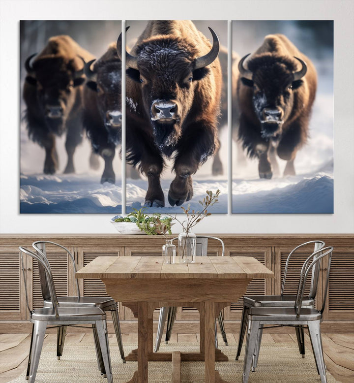 Cow Bighorn Wall Art Canvas Print, Longhorn Texas Large Cow Animal Canvas Print