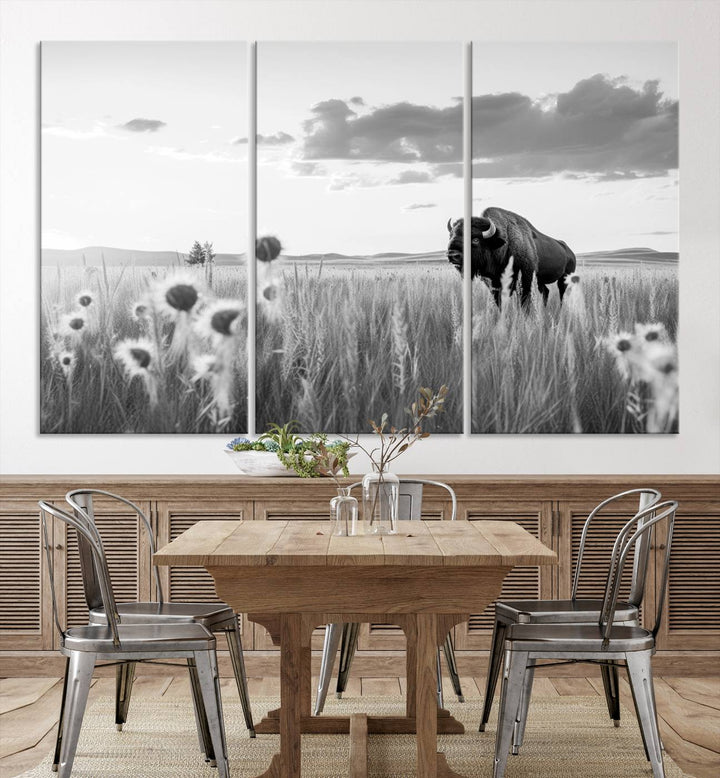 Cow Bighorn Wall Art Canvas Print, Longhorn Texas Large Cow Animal Canvas Print