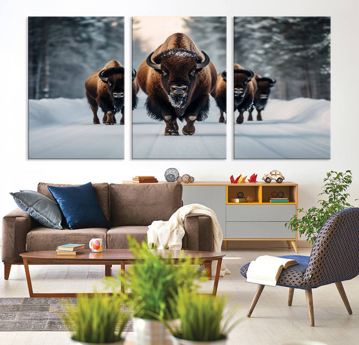 Cow Bighorn Wall Art Canvas Print, Longhorn Texas Large Cow Animal Canvas Print