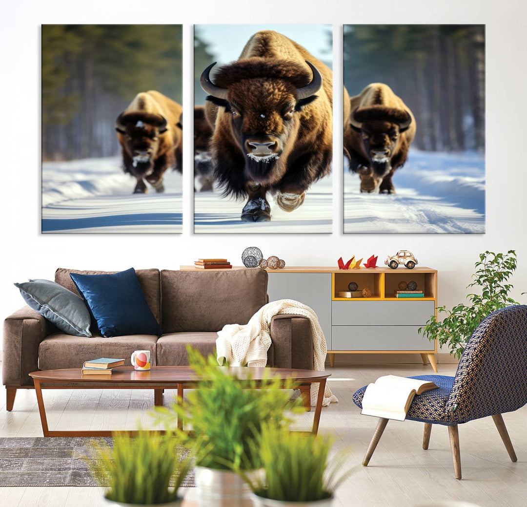 Cow Bighorn Wall Art Canvas Print, Longhorn Texas Large Cow Animal Canvas Print