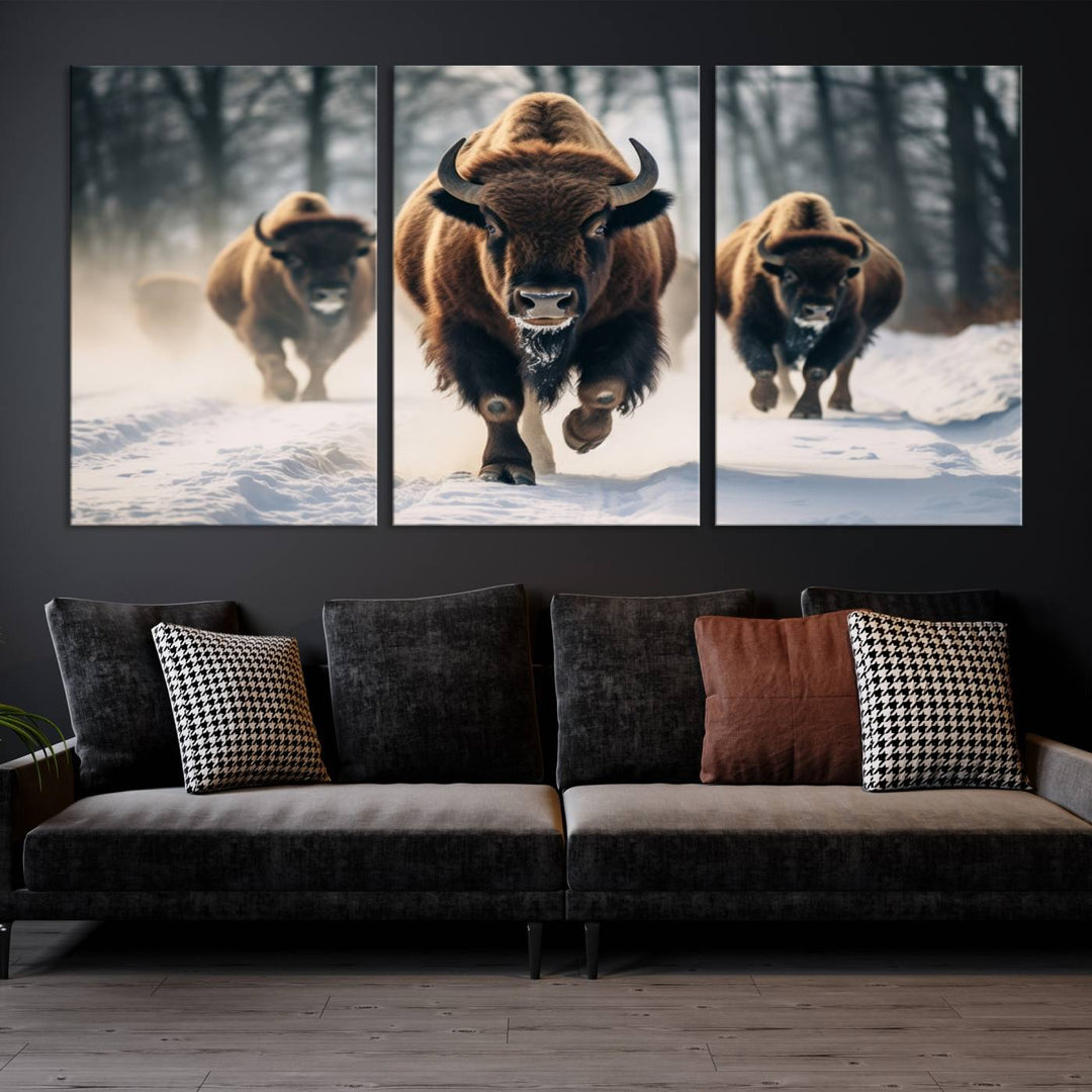 Cow Bighorn Wall Art Canvas Print, Longhorn Texas Large Cow Animal Canvas Print