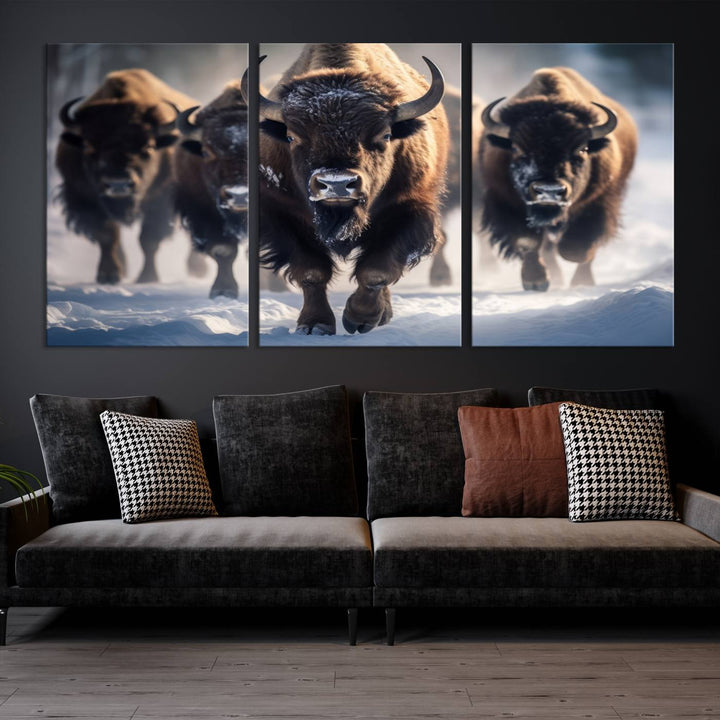 Cow Bighorn Wall Art Canvas Print, Longhorn Texas Large Cow Animal Canvas Print