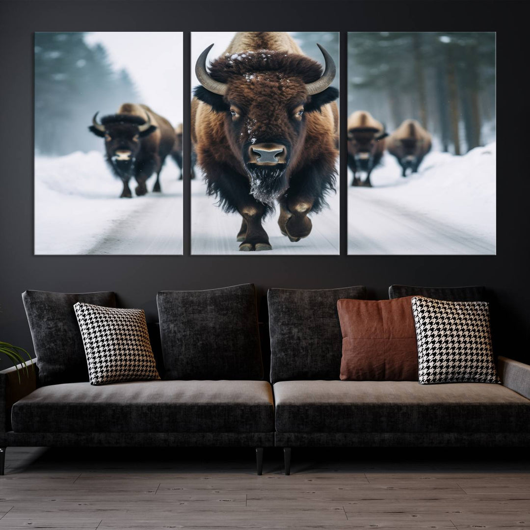 Cow Bighorn Wall Art Canvas Print, Longhorn Texas Large Cow Animal Canvas Print