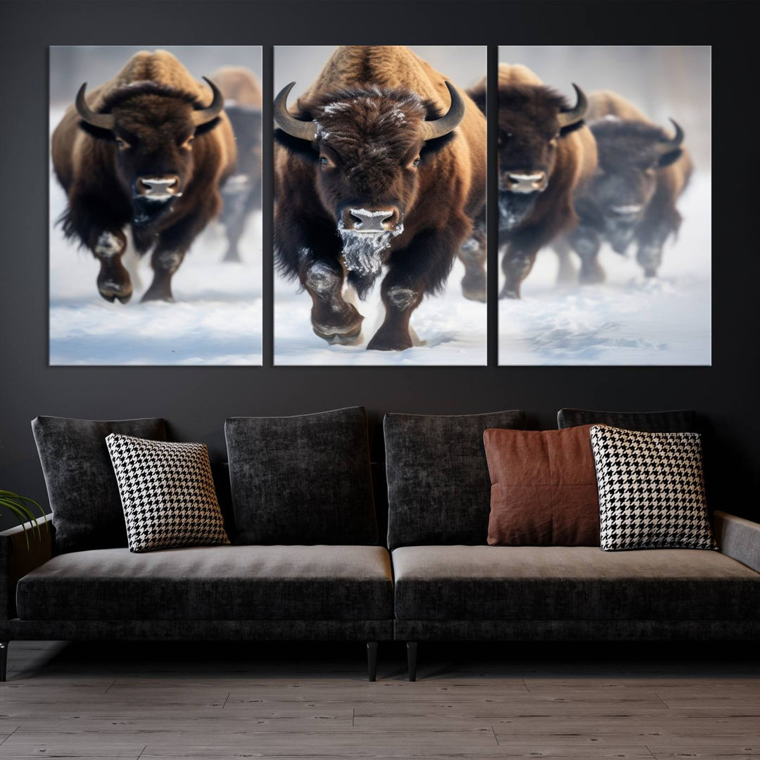 Cow Bighorn Wall Art Canvas Print, Longhorn Texas Large Cow Animal Canvas Print