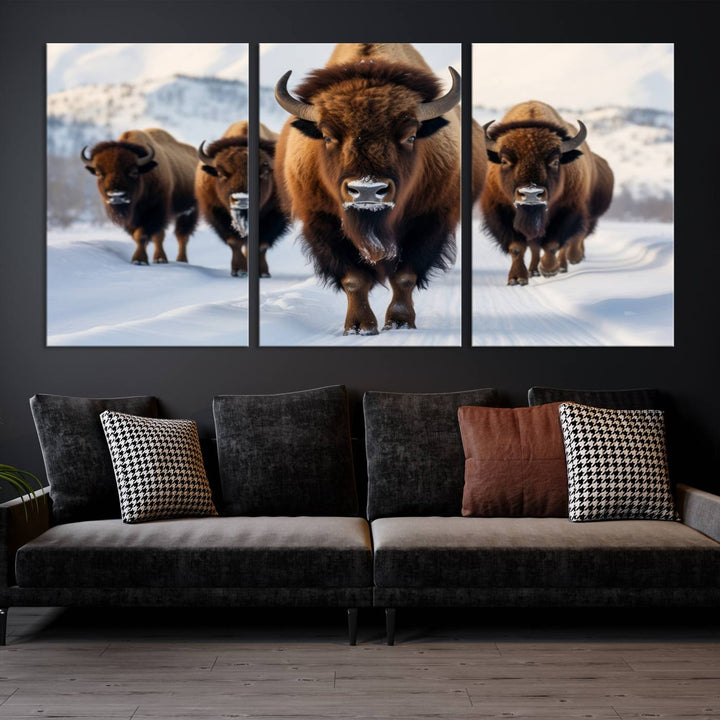 Cow Bighorn Wall Art Canvas Print, Longhorn Texas Large Cow Animal Canvas Print