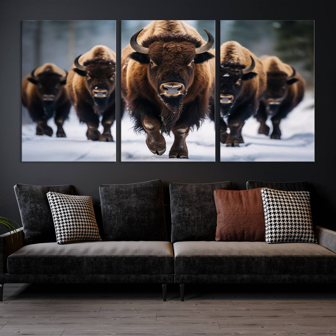 Cow Bighorn Wall Art Canvas Print, Longhorn Texas Large Cow Animal Canvas Print