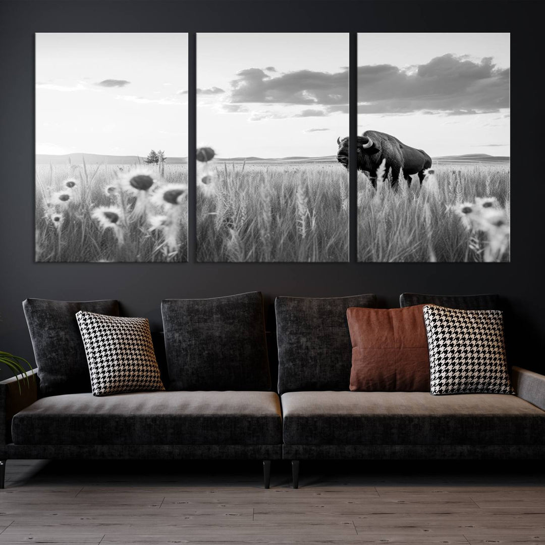 Cow Bighorn Wall Art Canvas Print, Longhorn Texas Large Cow Animal Canvas Print