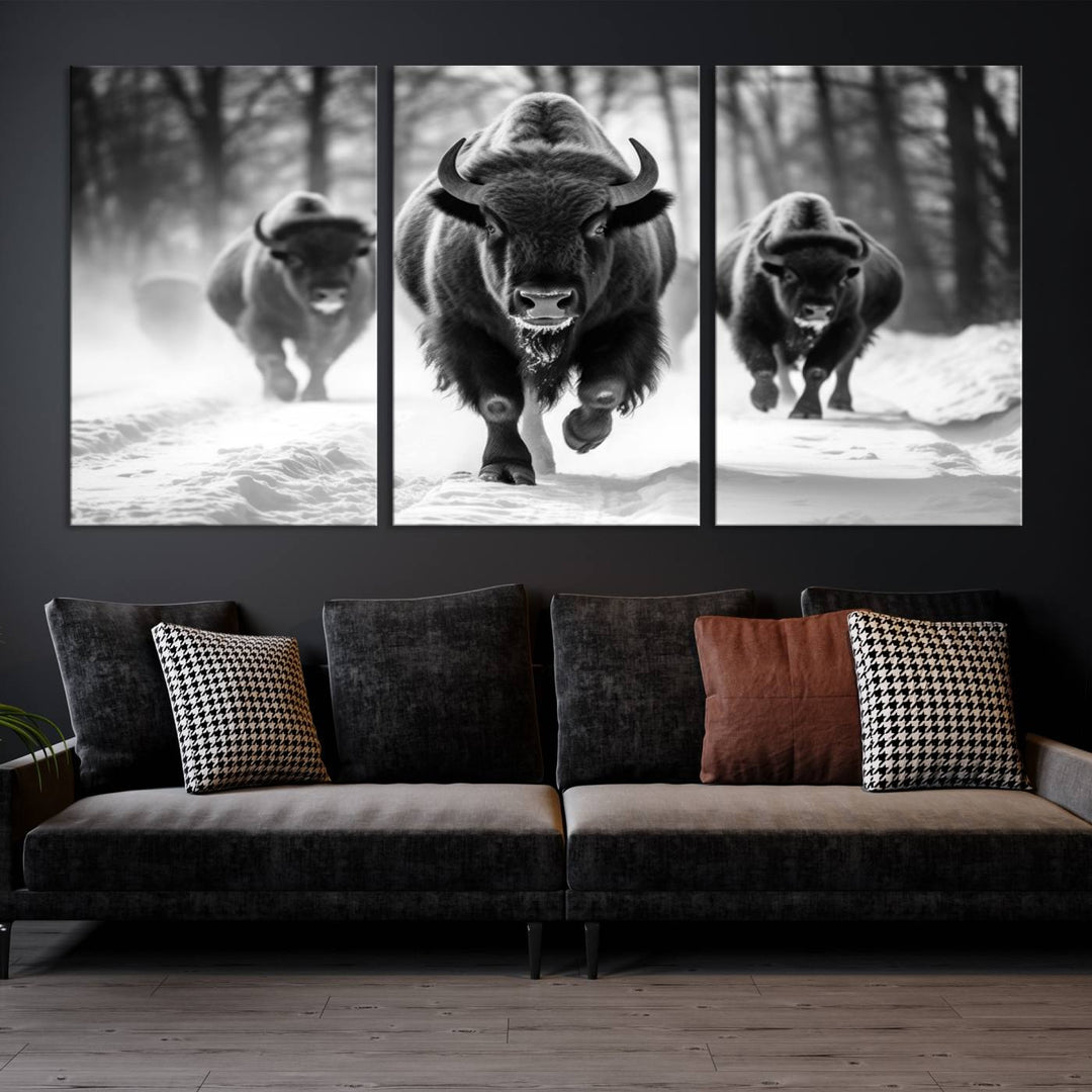 Cow Bighorn Wall Art Canvas Print, Longhorn Texas Large Cow Animal Canvas Print