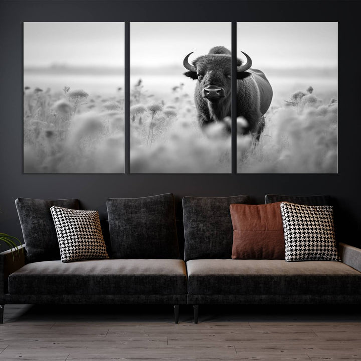 Cow Bighorn Wall Art Canvas Print, Longhorn Texas Large Cow Animal Canvas Print