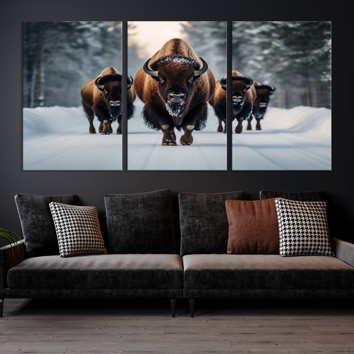 Cow Bighorn Wall Art Canvas Print, Longhorn Texas Large Cow Animal Canvas Print