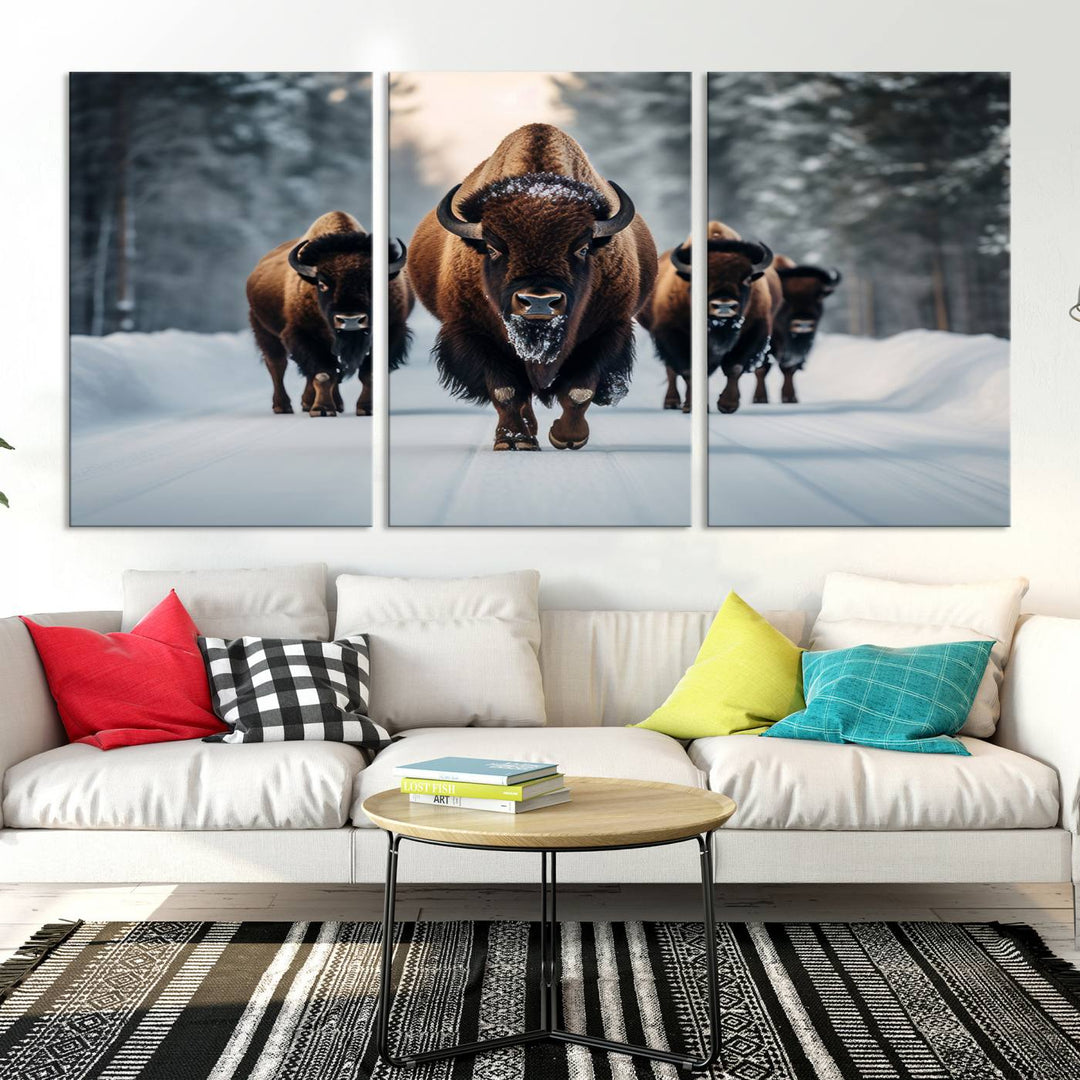 Cow Bighorn Wall Art Canvas Print, Longhorn Texas Large Cow Animal Canvas Print