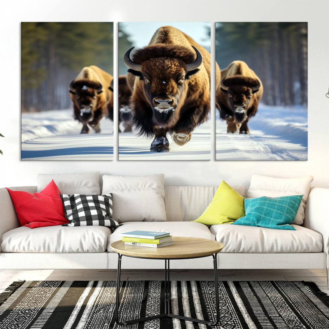 Cow Bighorn Wall Art Canvas Print, Longhorn Texas Large Cow Animal Canvas Print