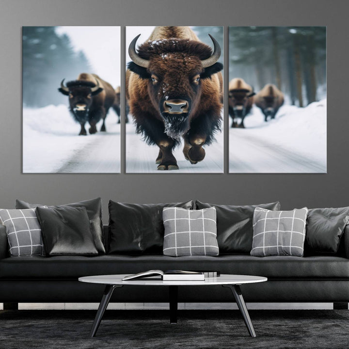 Cow Bighorn Wall Art Canvas Print, Longhorn Texas Large Cow Animal Canvas Print