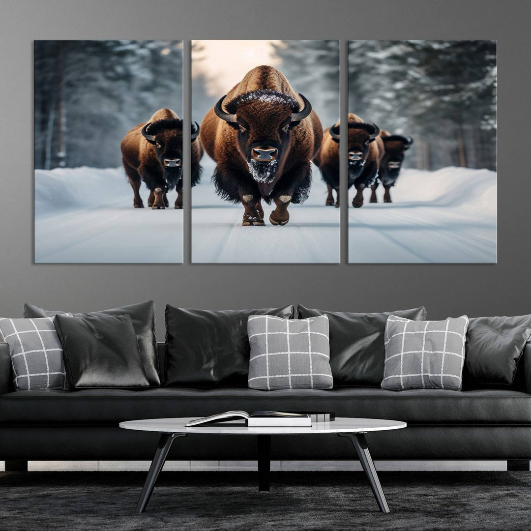 Cow Bighorn Wall Art Canvas Print, Longhorn Texas Large Cow Animal Canvas Print