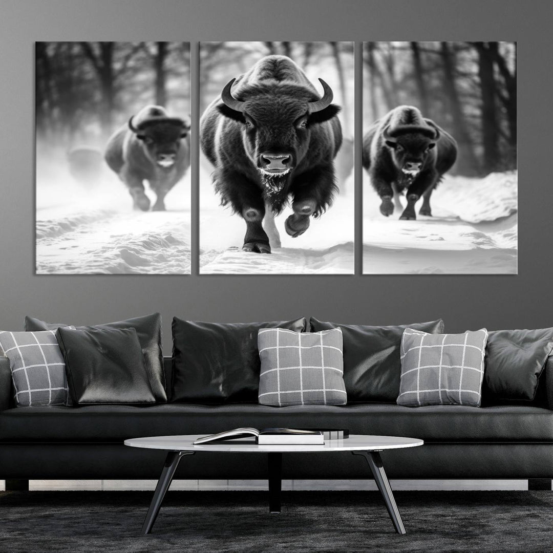 Cow Bighorn Wall Art Canvas Print, Longhorn Texas Large Cow Animal Canvas Print