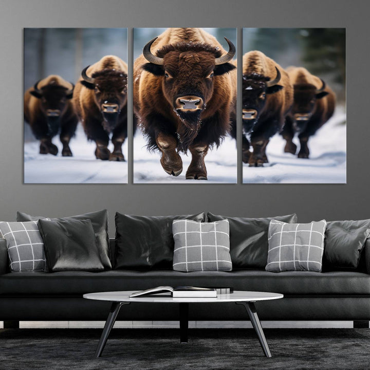 Cow Bighorn Wall Art Canvas Print, Longhorn Texas Large Cow Animal Canvas Print