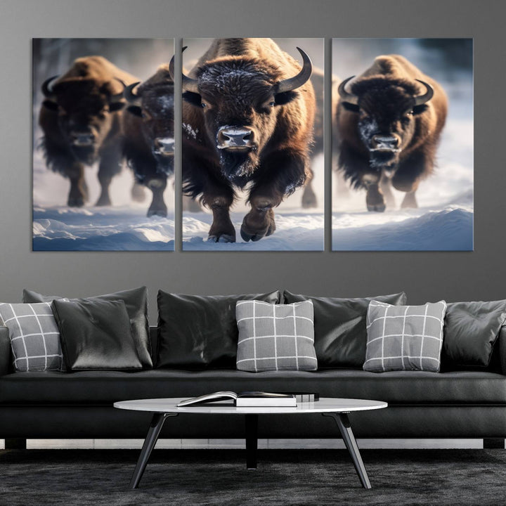 Cow Bighorn Wall Art Canvas Print, Longhorn Texas Large Cow Animal Canvas Print