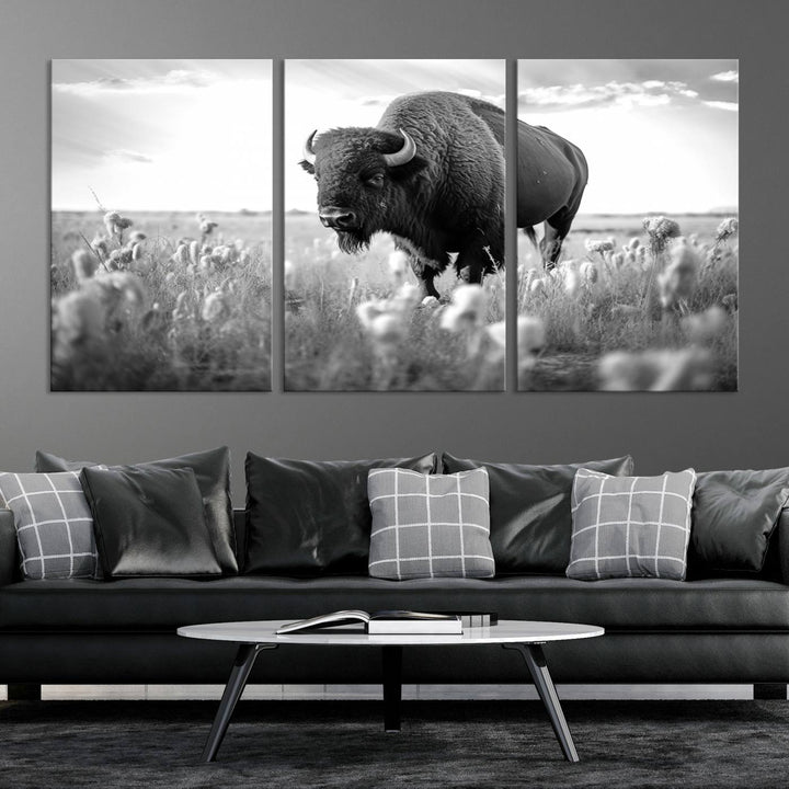 Cow Bighorn Wall Art Canvas Print, Longhorn Texas Large Cow Animal Canvas Print