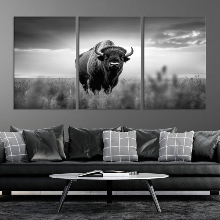 Cow Bighorn Wall Art Canvas Print, Longhorn Texas Large Cow Animal Canvas Print