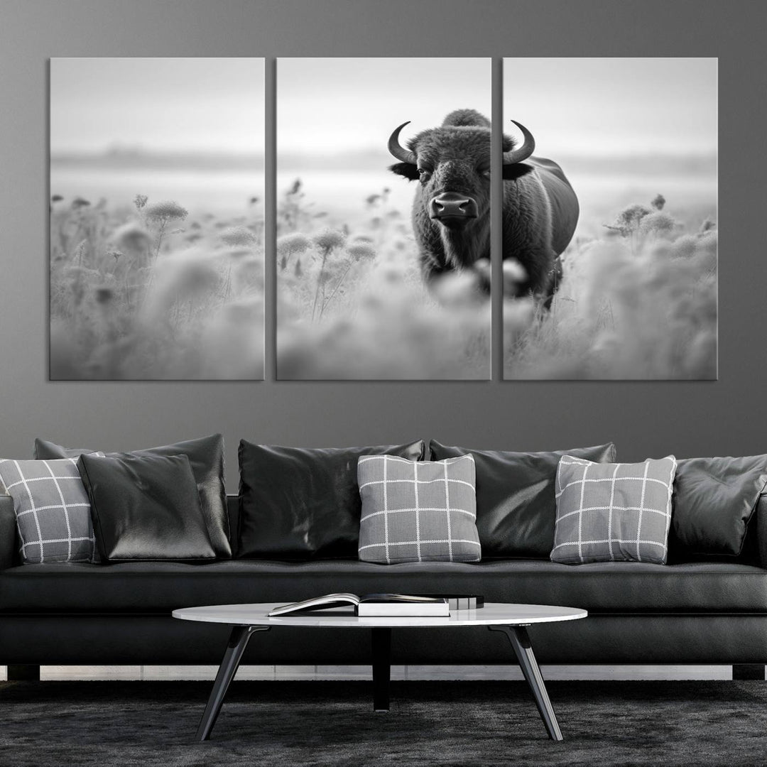 Cow Bighorn Wall Art Canvas Print, Longhorn Texas Large Cow Animal Canvas Print