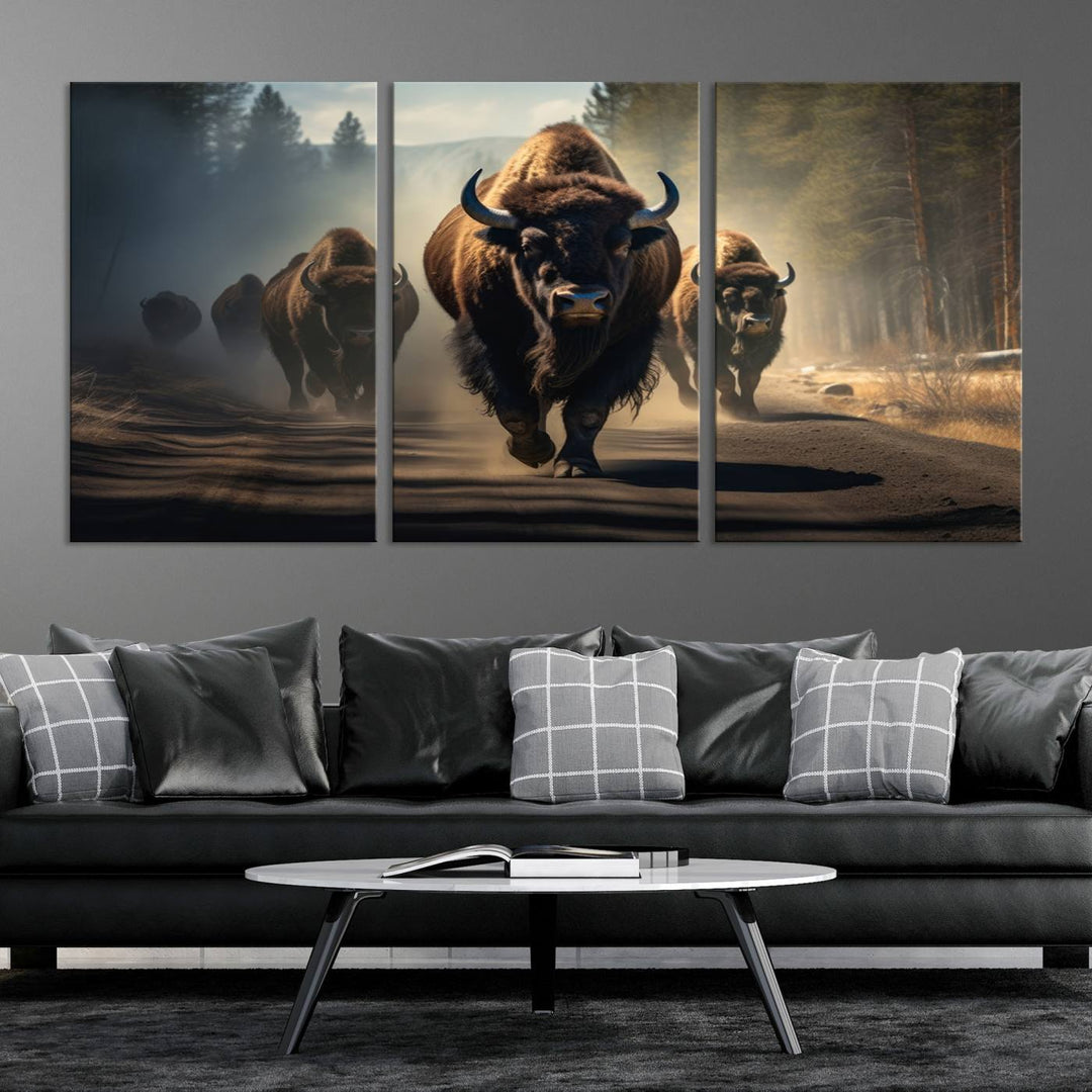 Cow Bighorn Wall Art Canvas Print, Longhorn Texas Large Cow Animal Canvas Print