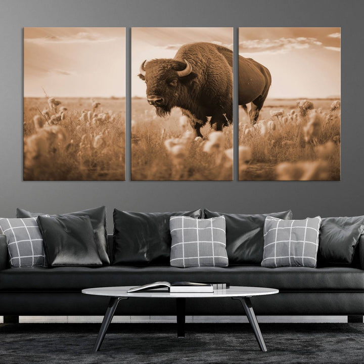 Cow Bighorn Wall Art Canvas Print, Longhorn Texas Large Cow Animal Canvas Print