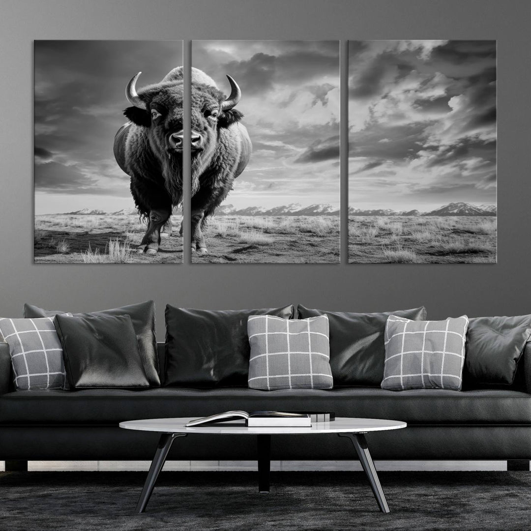 Cow Bighorn Wall Art Canvas Print, Longhorn Texas Large Cow Animal Canvas Print