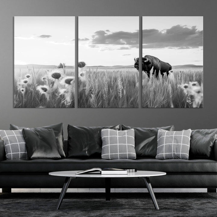 Cow Bighorn Wall Art Canvas Print, Longhorn Texas Large Cow Animal Canvas Print