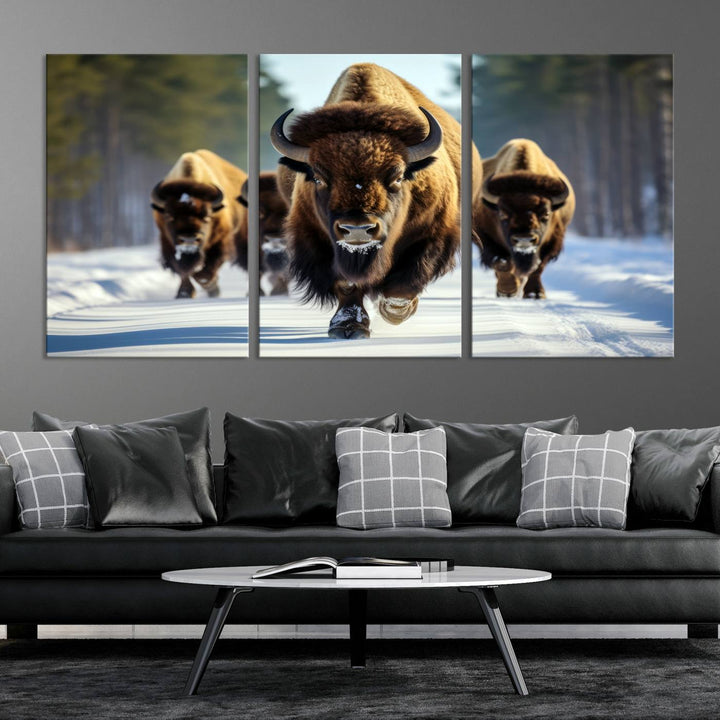 Cow Bighorn Wall Art Canvas Print, Longhorn Texas Large Cow Animal Canvas Print