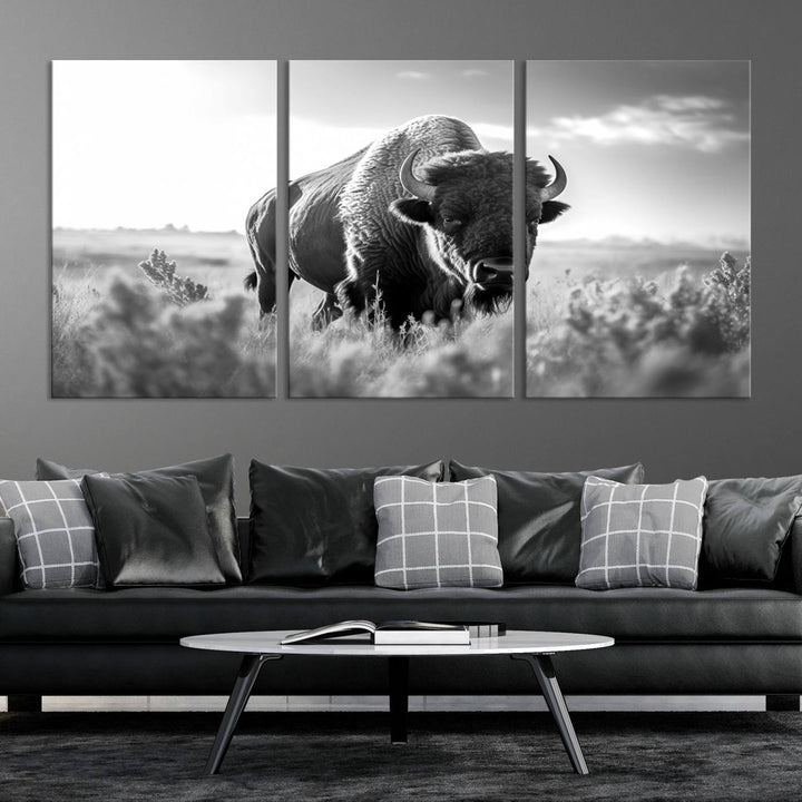 Cow Bighorn Wall Art Canvas Print, Longhorn Texas Large Cow Animal Canvas Print