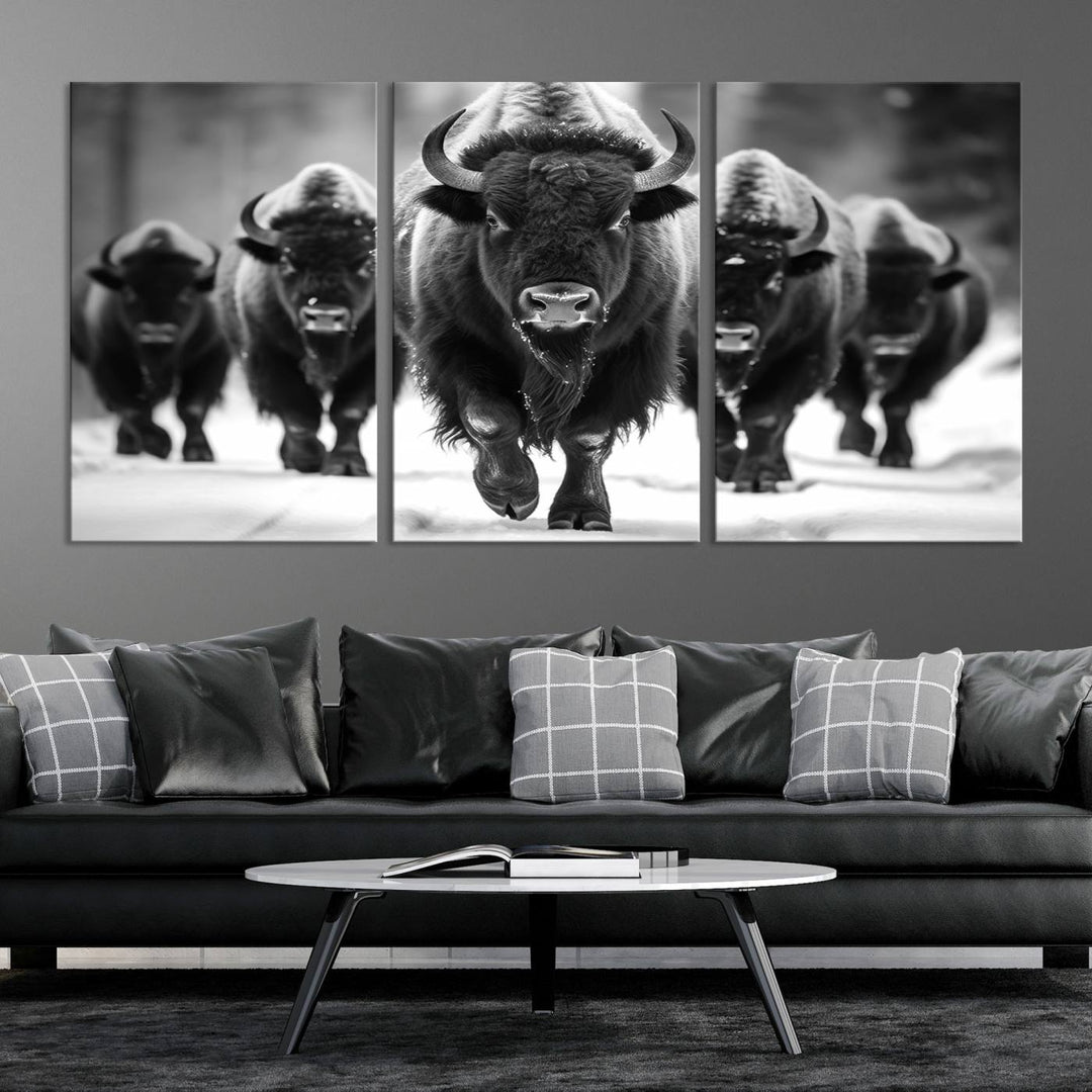 Cow Bighorn Wall Art Canvas Print, Longhorn Texas Large Cow Animal Canvas Print