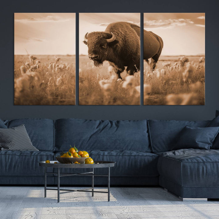 Cow Bighorn Wall Art Canvas Print, Longhorn Texas Large Cow Animal Canvas Print