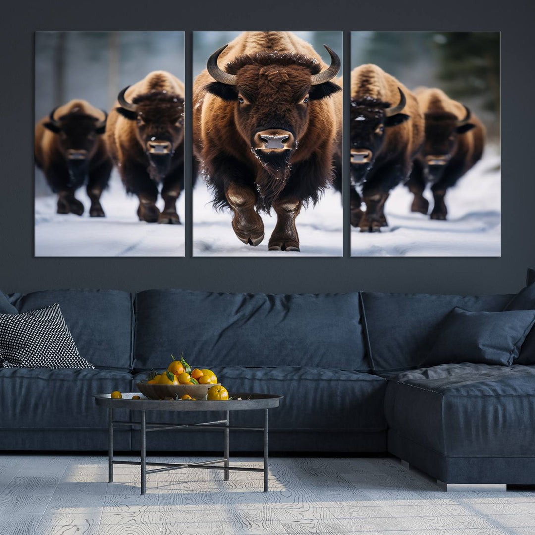 Cow Bighorn Wall Art Canvas Print, Longhorn Texas Large Cow Animal Canvas Print