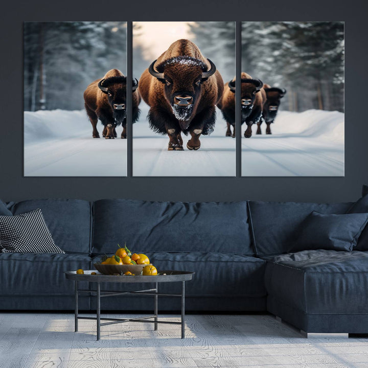 Cow Bighorn Wall Art Canvas Print, Longhorn Texas Large Cow Animal Canvas Print