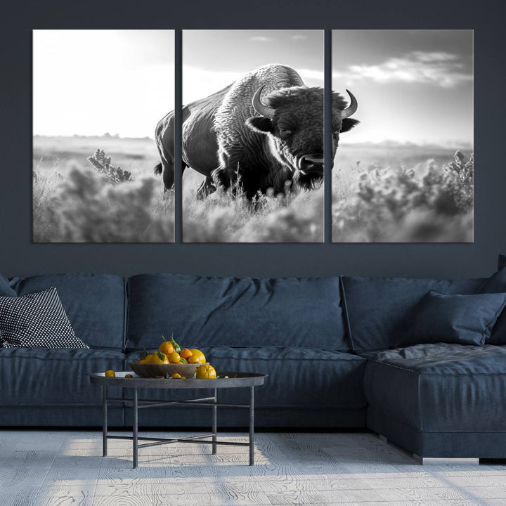 Cow Bighorn Wall Art Canvas Print, Longhorn Texas Large Cow Animal Canvas Print