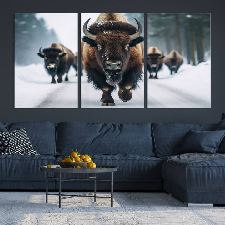 Cow Bighorn Wall Art Canvas Print, Longhorn Texas Large Cow Animal Canvas Print