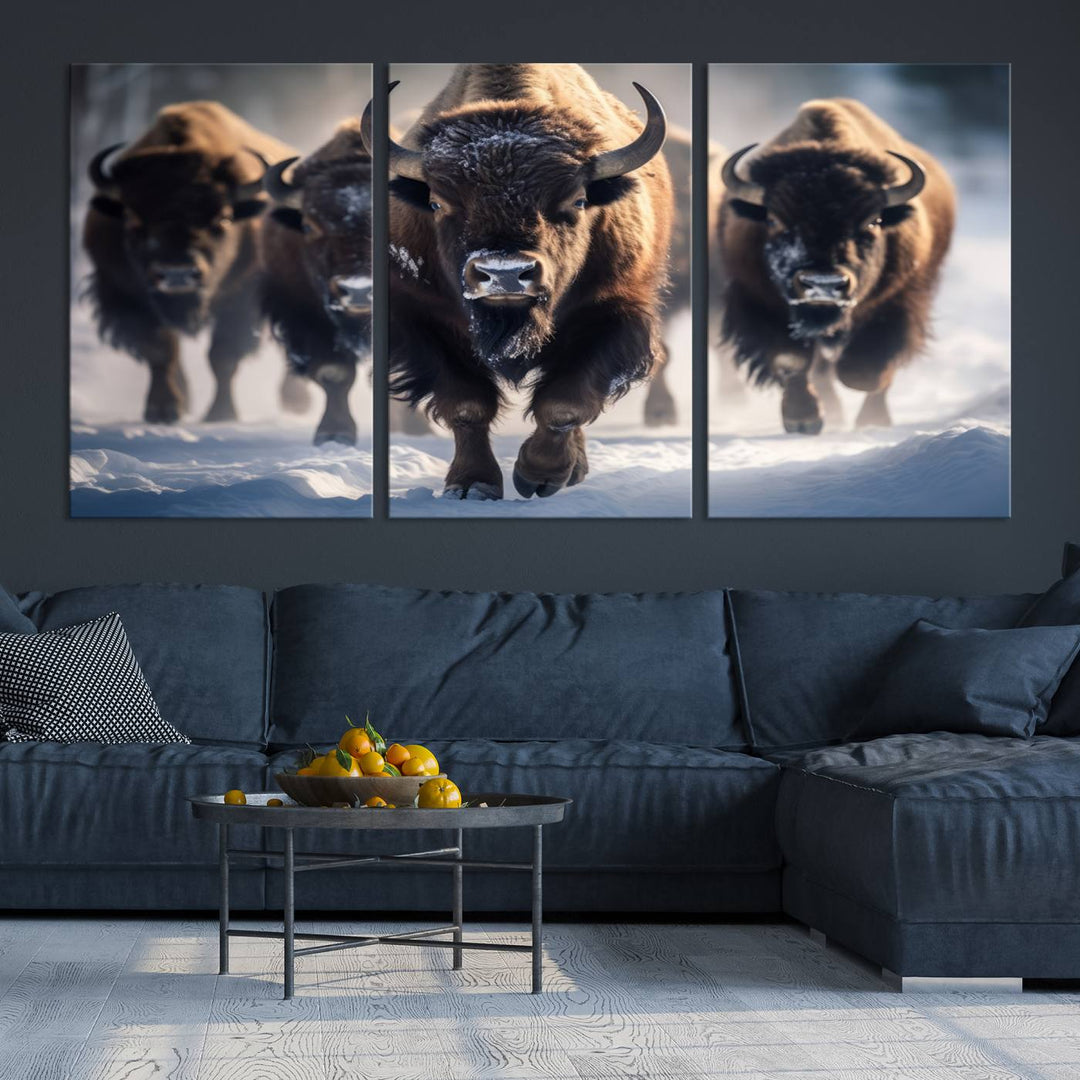 Cow Bighorn Wall Art Canvas Print, Longhorn Texas Large Cow Animal Canvas Print