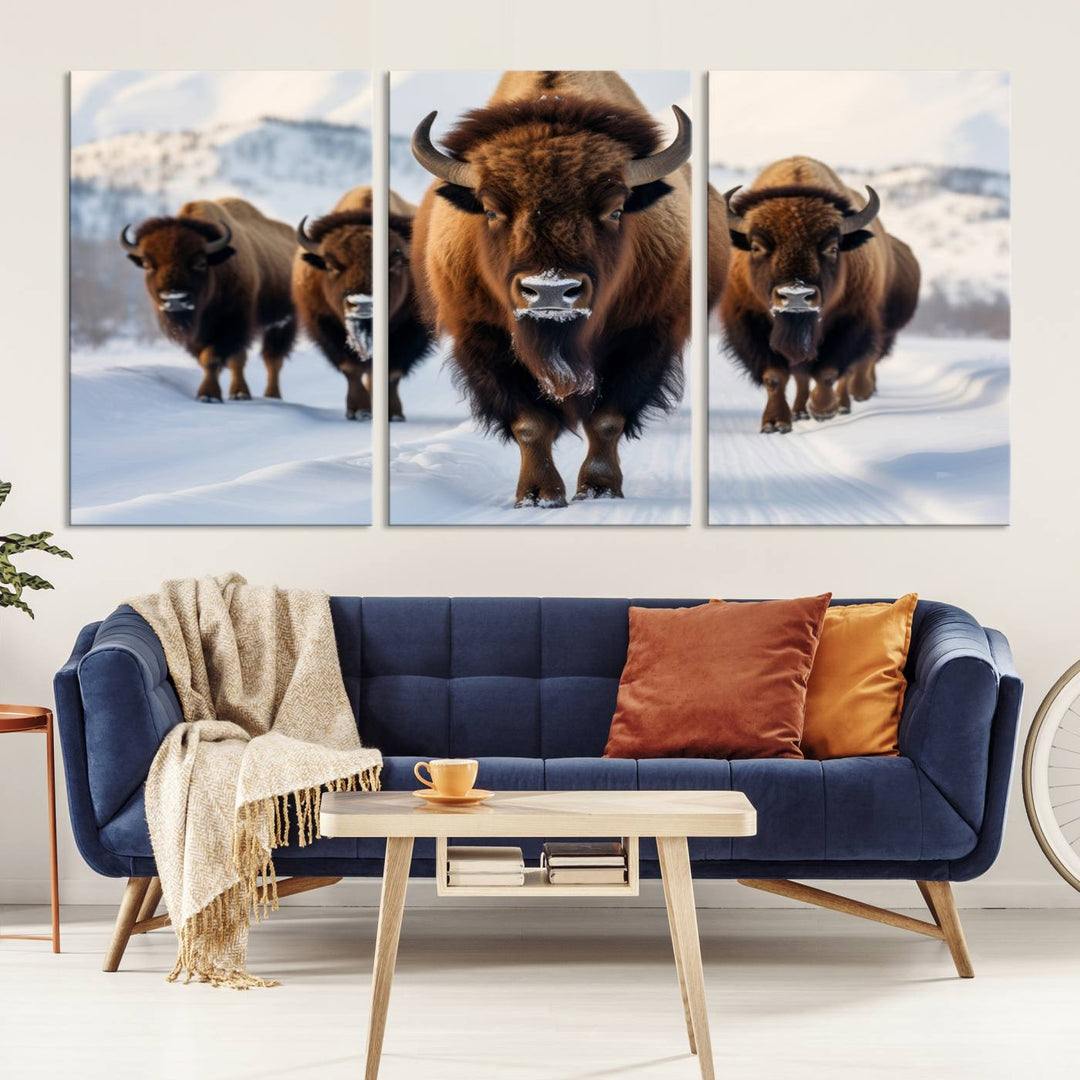 Cow Bighorn Wall Art Canvas Print, Longhorn Texas Large Cow Animal Canvas Print