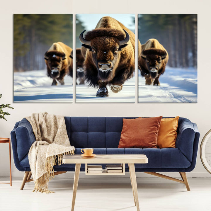 Cow Bighorn Wall Art Canvas Print, Longhorn Texas Large Cow Animal Canvas Print