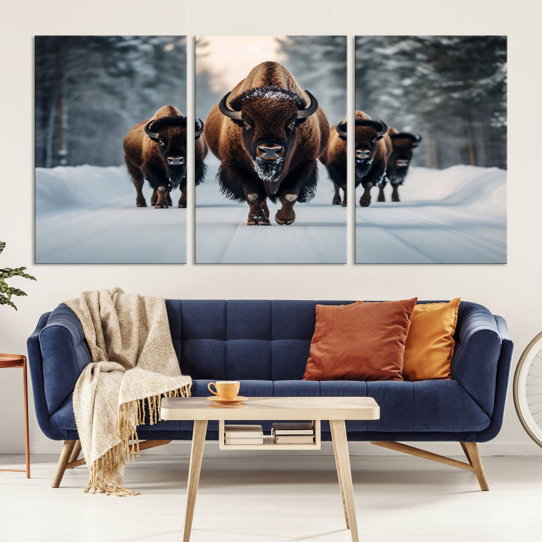 Cow Bighorn Wall Art Canvas Print, Longhorn Texas Large Cow Animal Canvas Print