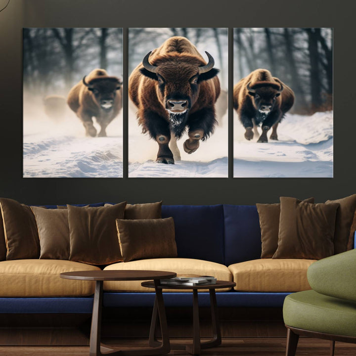 Cow Bighorn Wall Art Canvas Print, Longhorn Texas Large Cow Animal Canvas Print