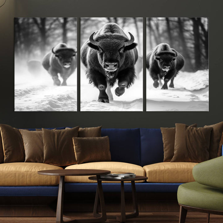 Cow Bighorn Wall Art Canvas Print, Longhorn Texas Large Cow Animal Canvas Print