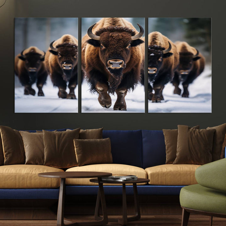 Cow Bighorn Wall Art Canvas Print, Longhorn Texas Large Cow Animal Canvas Print