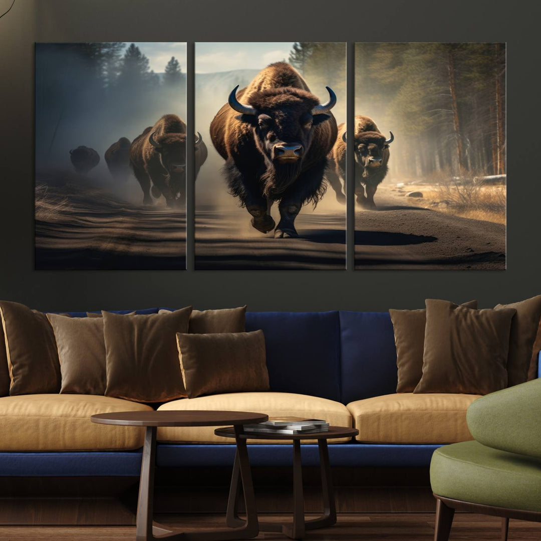 Cow Bighorn Wall Art Canvas Print, Longhorn Texas Large Cow Animal Canvas Print