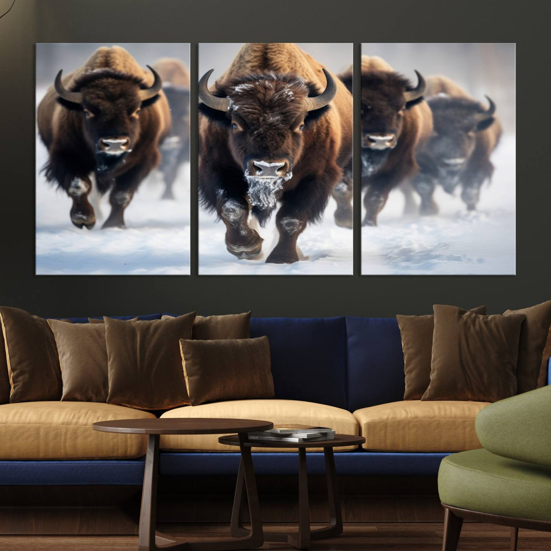 Cow Bighorn Wall Art Canvas Print, Longhorn Texas Large Cow Animal Canvas Print